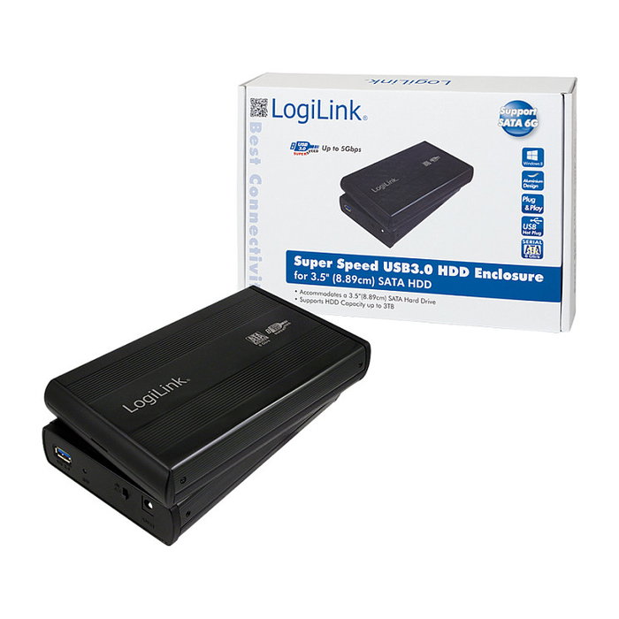 LogiLink Caja SATA a USB 3.0 de 8cm, negro