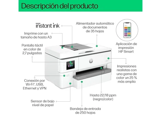 HP OfficeJet Pro 9720e Multifunción A3 Color Gris HP OfficeJet Pro 9720e Multifunción A3 Color Gris