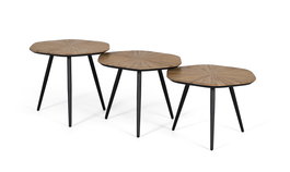 Giner Y Colomer Lote de 3 Mesas Auxiliares de Madera de Teca con Estructura de Hierro TAPA-2.5CM