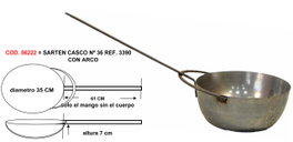 Finsto Casco Sartén Nº 36 con Mango de 61 cm