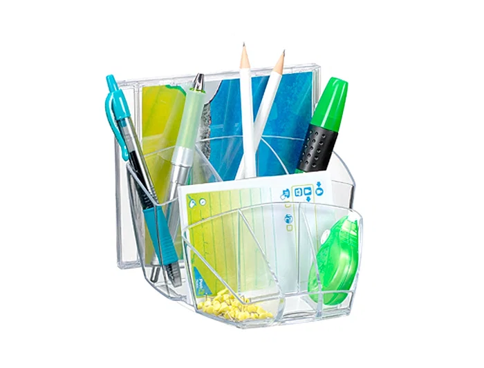 Cep Organizador de sobremesa con 8 compartimentos, poliestireno, plástico transparente, para oficina