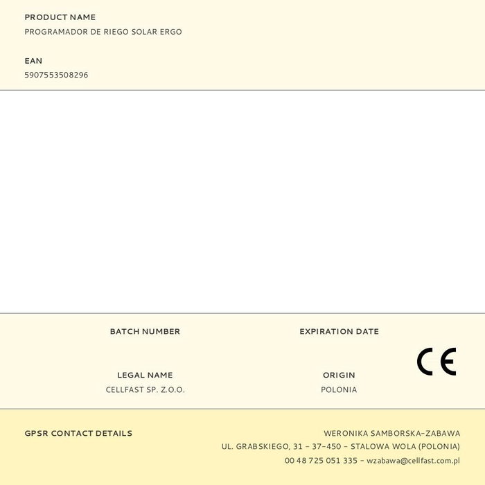 Cellfast Programador de Riego Solar Energo Pantalla Clara Batería Litio G3/4" y G1
