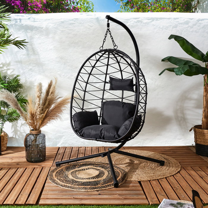 Home Deco Factory Sillón Colgante Zadar - Acero y Poliéster Impermeable, 88x60 cm, Apto para Exterior con Tratamiento UV