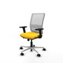 PIQUERAS Y CRESPO Silla de oficina Haches con mecanismo Sincro/Traslack, Amarillo y Blanco