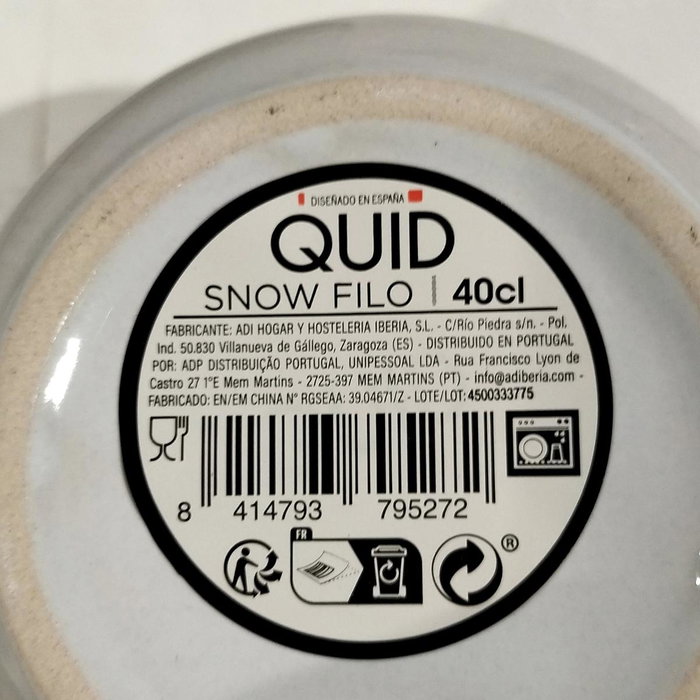 Quid Taza Jumbo Snow Filo Blanco y Negro 40 cl