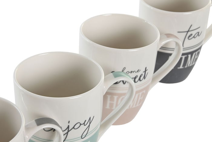 DKD Home Decor Taza Scandi Azul Rosa Porcelana New Bone 8.3 x 10.5 x 11.5 cm (12 Unidades)