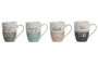 DKD Home Decor Set de 12 Tazas de Porcelana New Bone Surtidas