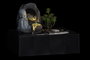 DKD Home Decor Fuente Oriental Buda Resina LED Negro Gris 2 Unidades 21 x 23 x 29 cm