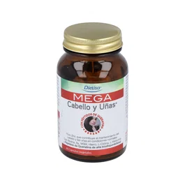 Dietisa Mega Cabello y Uñas 60 Cápsulas - Complejo para Fortalecimiento y Crecimiento del Pelo y Uñas con Queratina, Biotina y MSM