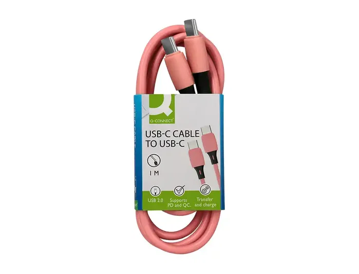 Q-connect Cable USB-C a USB-C PVC 1m Rosa