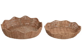 DKD Home Decor Set de 2 Centro de Mesa Ratan y Metal Natural