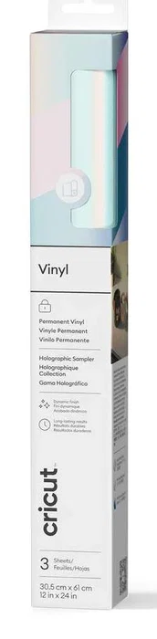 Cricut Muestrario de Vinilo Holográfico 30x60cm, 3 Hojas (Ópalo, Rosa, Azul) Cricut Muestrario de Vinilo Holográfico 30x60cm, 3 Hojas (Ópalo, Rosa, Azul)