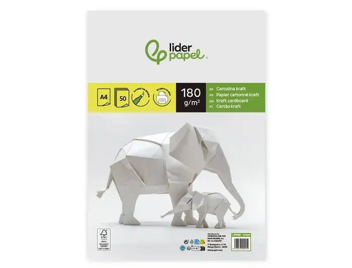 Liderpapel Cartulina Kraft A4 180g/m2 Paquete de 50 Hojas Liderpapel Cartulina Kraft A4 180g/m2 Paquete de 50 Hojas