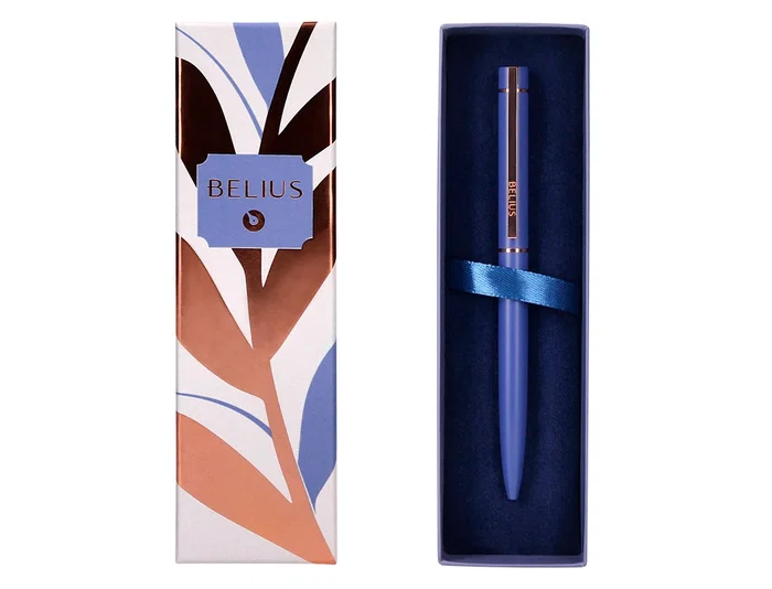 Belius Bolígrafo Rose Azul Eléctrico/Oro Rosa Tinta Azul Aluminio Caja Diseño