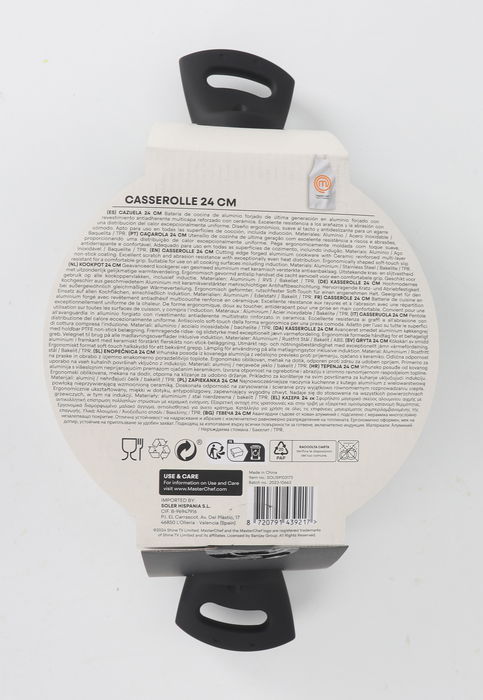 Cacerola con Tapa de Vidrio 24 cm Aluminio Forjado 2.8 mm (4 Unidades)