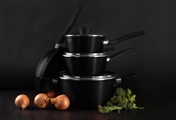 Cacerola con Tapa de Vidrio 24 cm Aluminio Forjado 2.8 mm (4 Unidades)