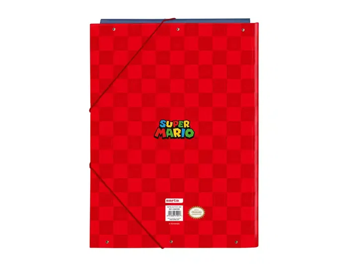 Safta Carpeta de Cartón Super Mario con Solapas y Gomas