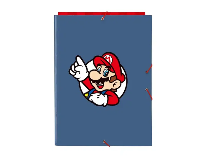 Safta Carpeta de Cartón Super Mario con Solapas y Gomas