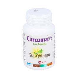 SURA VITASAN Curcuma 95 30Cap. Extracto Estandarizado 500mg Curcuminoides 95% Piperina 5mg Envase 30 Capsulas Vegetales