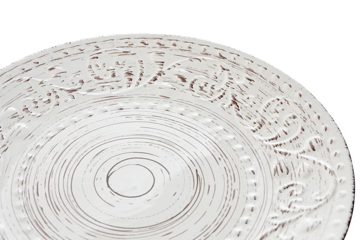 DKD Home Decor Plato de Gres Blanco con Relieve 21x21x2 cm