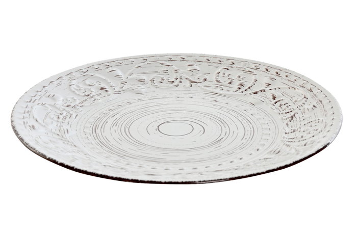 DKD Home Decor Plato de Gres Blanco con Relieve 21x21x2 cm