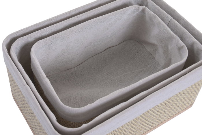 DKD Home Decor Set de 3 Cestas de Bambú Natural 36x26x16 cm