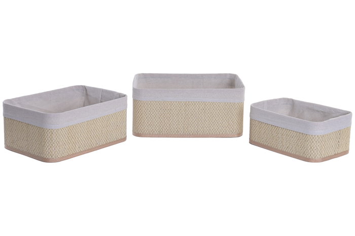 DKD Home Decor Set de 3 Cestas de Bambú Natural 36x26x16 cm
