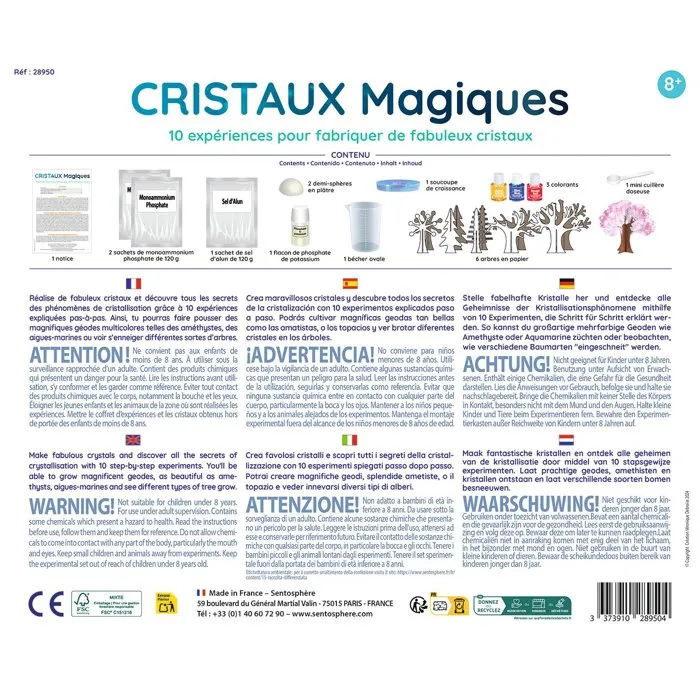 Sentosphere AAAYK90151 Cristales Mágicos - Colección de Minerales con 10 Experimentos de Cristalización para Niños a Partir de 8 Años