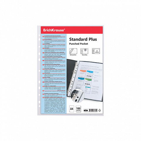 ERICH KRAUSE 46701 Set 100 Fundas Multitaladros Fizzy Clear A4 Transparente 40 mcm ERICH KRAUSE 46701 Set 100 Fundas Multitaladros Fizzy Clear A4 Transparente 40 mcm