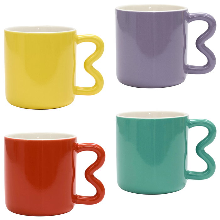 Home Deco Factory Taza con Asa Zig Zag 340ml Colección Dolce Vita - Colores Surtidos (Amarillo, Lila, Rojo, Verde) Home Deco Factory Taza con Asa Zig Zag 340ml Colección Dolce Vita - Colores Surtidos (Amarillo, Lila, Rojo, Verde)