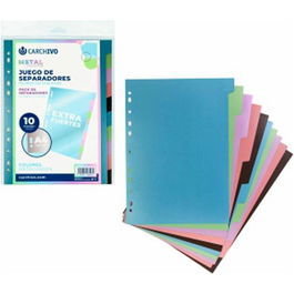 Carchivo Separadores A4 PP Extra Fuerte 10 Posiciones Colores Metal