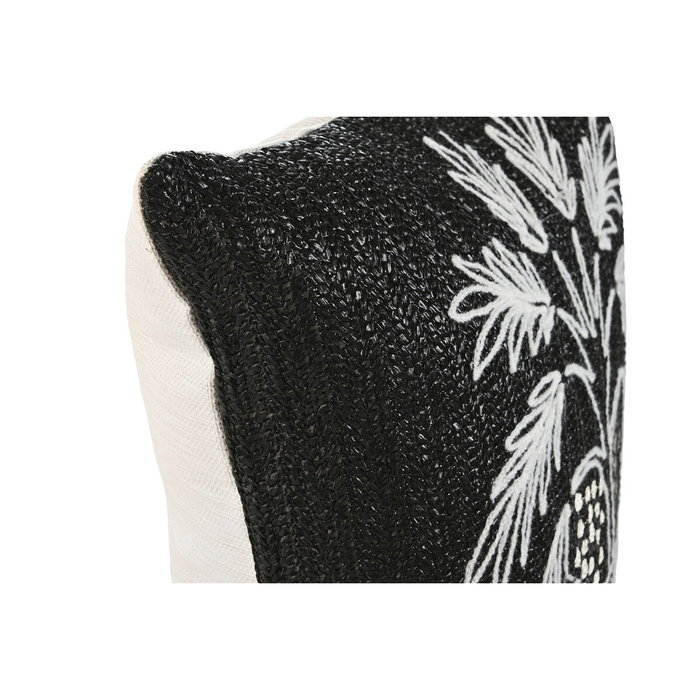 DKD Home Decor Cojín Bordado Negro y Blanco 42x42x15 cm