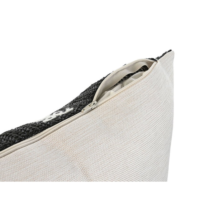 DKD Home Decor Cojín Bordado Negro y Blanco 42x42x15 cm