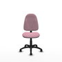 Silla de oficina Algarra con mecanismo Contacto permanente básico tapizada con Tela color Rosa. Equipada con Base poliamida negra, Sin brazos y Ruedas de parqué