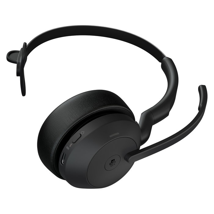 Jabra Evolve2 55 Link380c MS Mono Auriculares Diadema Inalámbricos Negro para Oficina/Centro de Llamadas Bluetooth 5.2 con Base de Carga USB-C