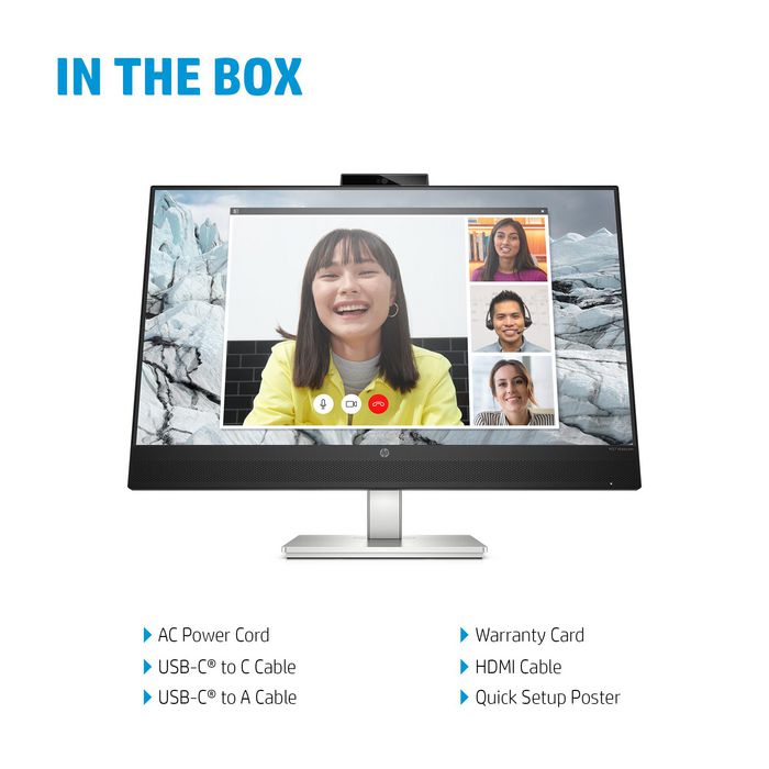 HP E27m G4 Monitor USB-C Conferencia Zoom Certificado 27" (68.6 cm) QHD 2560x1440 IPS 5ms, con Webcam 5MP Pop-Up, Altavoces, Micrófonos Duales y Carga 65W