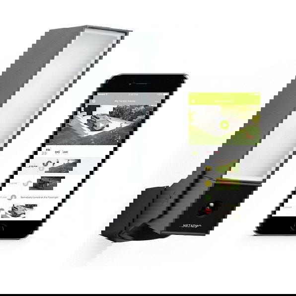 NetAtmo NOC01-DE Cámara de Seguridad Inteligente para Exterior Negro 4MP Inalámbrica Resistente a la Intemperie con Ángulo de Visión de 100°