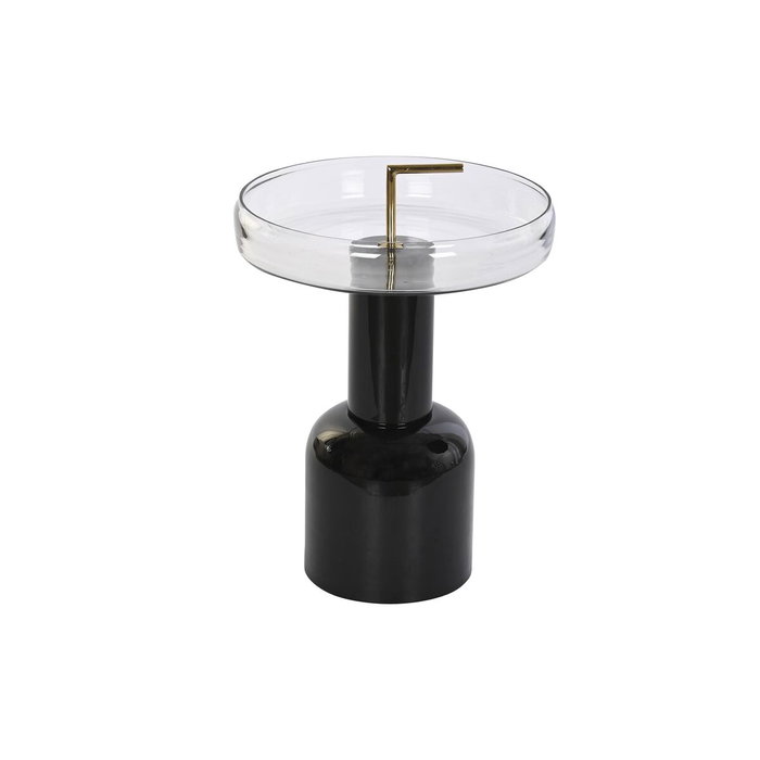 DKD Home Decor Mesita Auxiliar de Cristal y Hierro Lacado