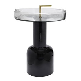 DKD Home Decor Mesita Auxiliar de Cristal y Hierro Lacado