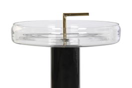 DKD Home Decor Mesita Auxiliar Moderno Transparente Negro Cristal y Hierro 41 x 57 x 41 cm