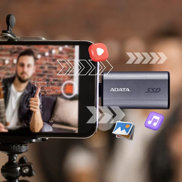 ADATA SC750 Disco SSD Externo 500 GB USB Tipo-C 3.2 Gen 2 Gris - Velocidad Lectura 1050 MB/s, Escritura 1000 MB/s