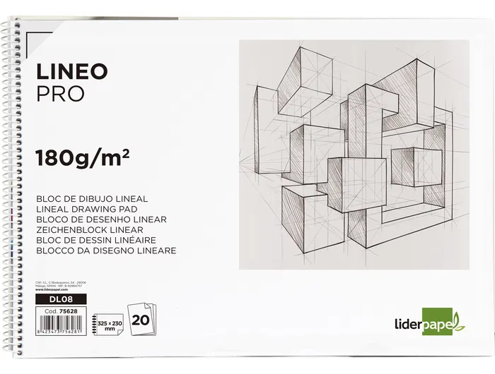 Liderpapel Bloc Dibujo Artístico Folio 230x325mm 180 gr/m2 20 Hojas con Recuadro Perforado