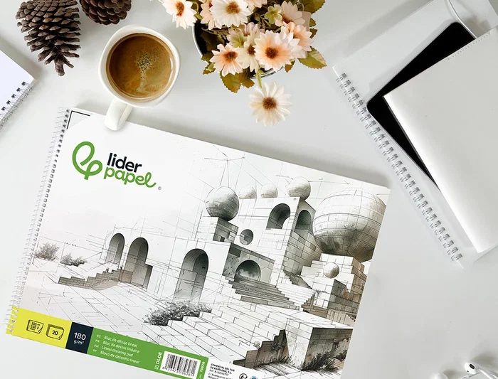 Liderpapel Bloc Dibujo Artístico Folio 230x325mm 180 gr/m2 20 Hojas con Recuadro Perforado