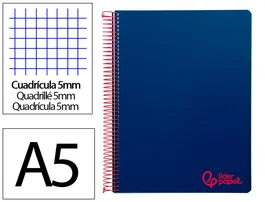 Liderpapel Cuaderno Espiral A5 Micro Wonder Azul Marino 120 Hojas Cuadriculado 5mm