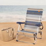 Aktive Silla de playa plegable baja a rayas azules y grises con 5 posiciones