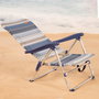 Aktive Silla de playa plegable baja a rayas azules y grises con 5 posiciones