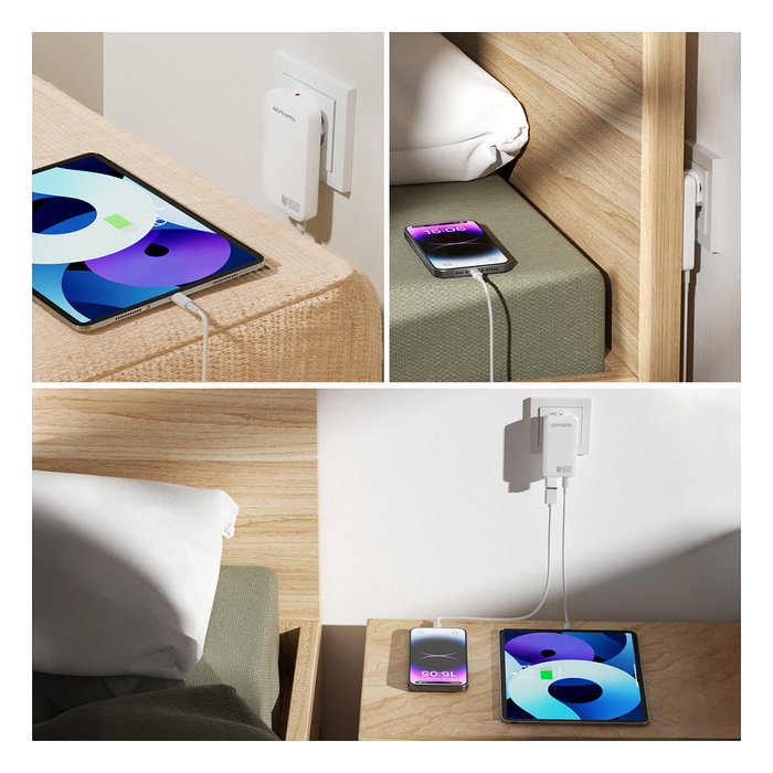 4smarts Netzladegert FlatPlug Slim Dual 45W GaN 2C Blanco