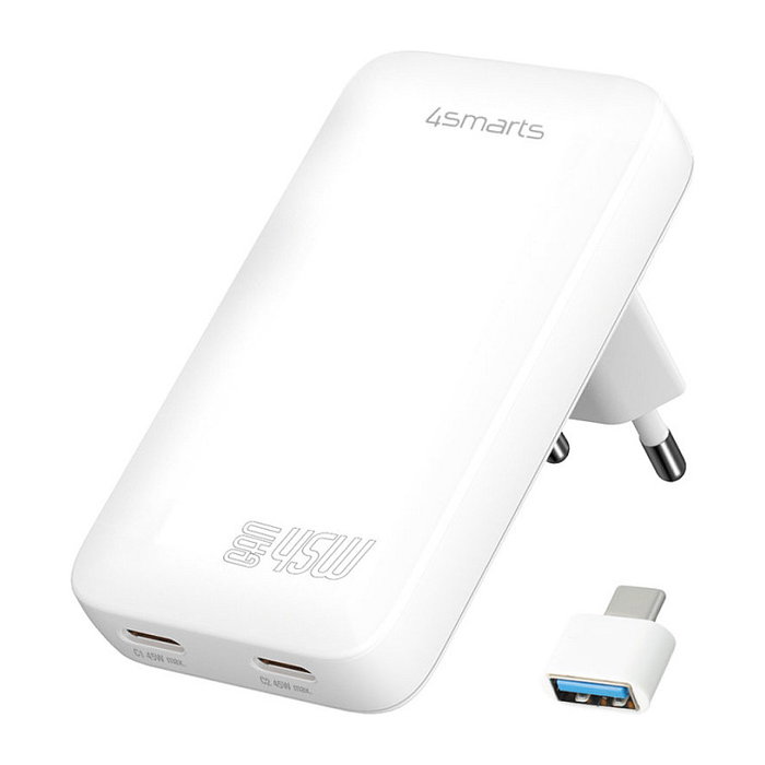 4smarts Cargador de red Slim Dual 45W GaN 2C Blanco 4smarts Cargador de red Slim Dual 45W GaN 2C Blanco