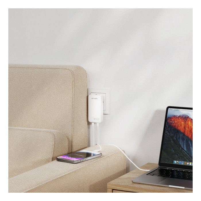 4smarts Netzladegert FlatPlug Slim Dual 45W GaN 2C Blanco