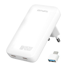 4smarts Netzladegert FlatPlug Slim Dual 45W GaN 2C Blanco